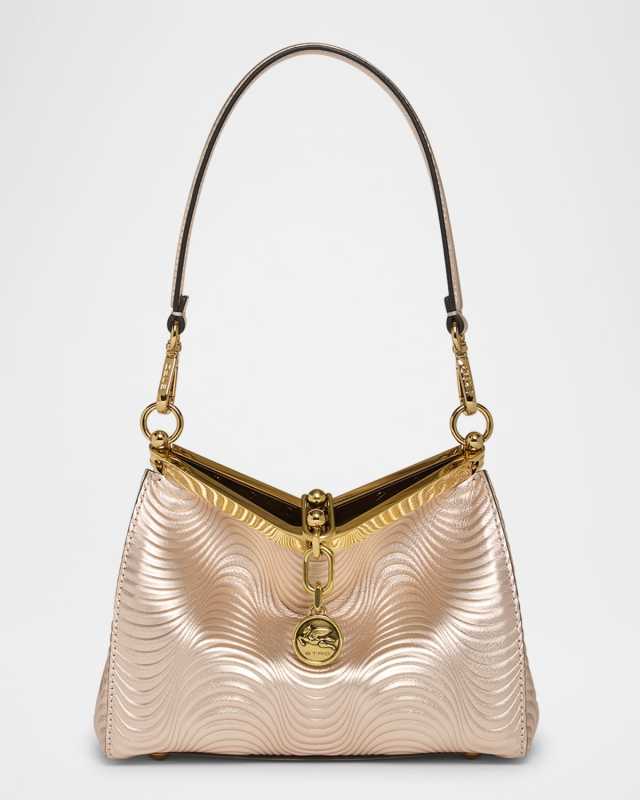 Vela Wavy Laminated Leather Shoulder Bag